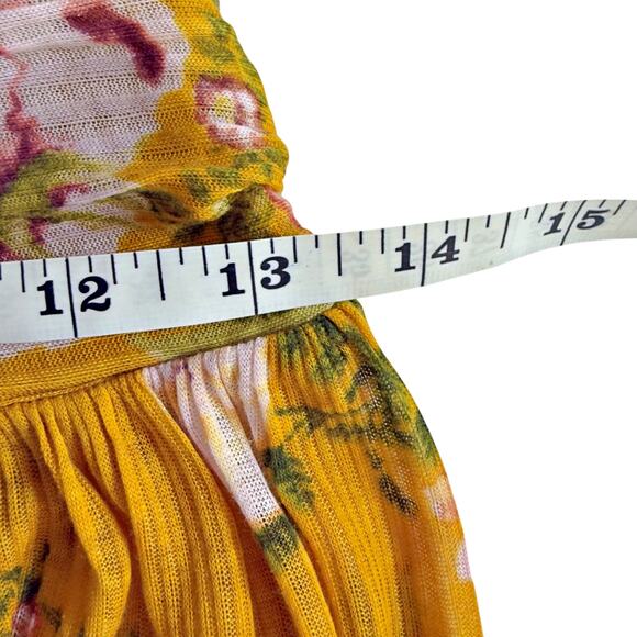 FREE PEOPLE Mirage Convertible Tunic Tank Top Dress Hi Low Yellow Floral Boho S - Picture 6 of 10